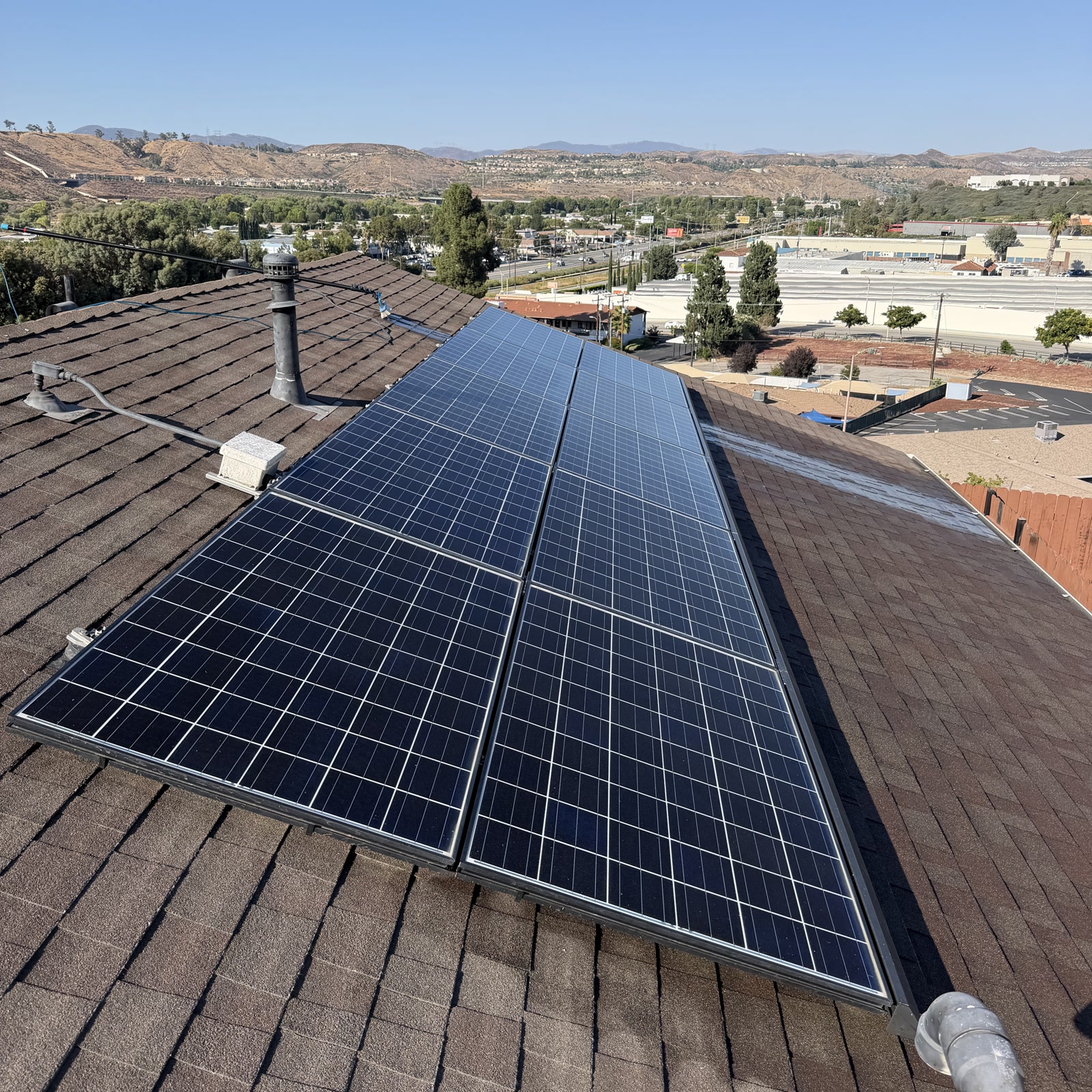 A clean solar panel at full output