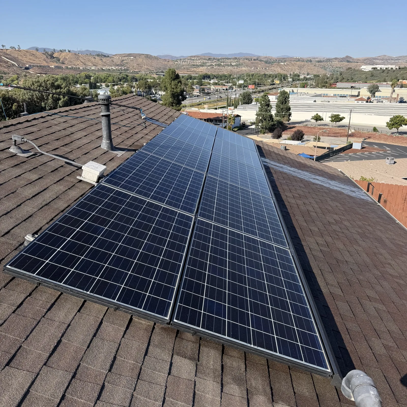 A clean solar panel at full output